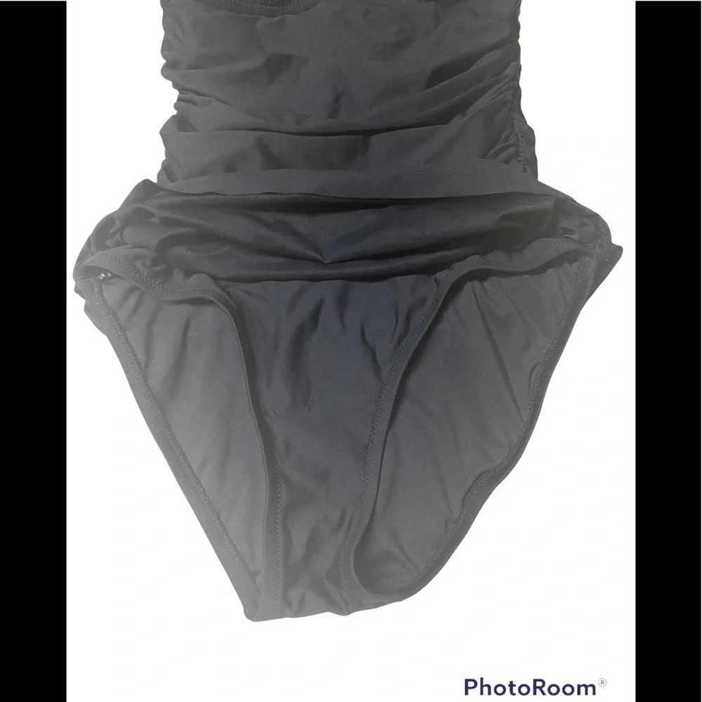 J. Crew Black Shirred One Piece Swimsuit Sz 0